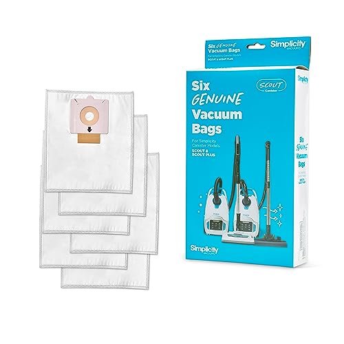 Simplicity Vacuums Replacement Vacuum Cleaner Bags for Scout and Scout Plus, Replacement Bags Made with HEPA Filter Media for Vacuum Cleaner Canister, SSH-6
