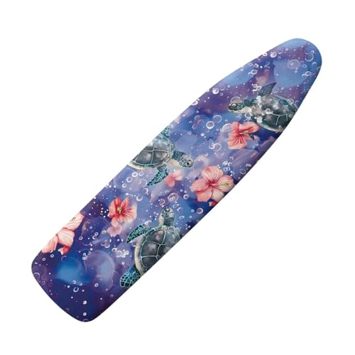 Floral Sea Turtle Ironing Board Cover Heat Reflective Anti-dust, Soft Fabric Cover with Padding Scorch Resistant Home Iron Decorations - color: Floral Sea Turtle