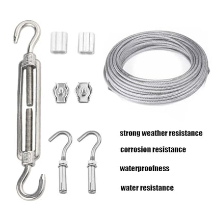 Clothesline, Stainless Steel Clothesline Wire Outdoor Cable Wire Rope Laundry Hanging Drying with Tightener System Multipurpose forOutdoor/Indoor/Home/Drying (32Ft)