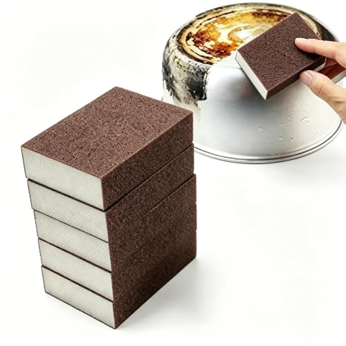 Magic Emery Wipe Sponge, Heavy Duty Kitchen Eraser, Emery Sponge Brush Eraser Scrub, Pot Scrubber Scouring Pad Kitchen Magic Cleaning Sponge for Removing Rust Cleaning Pots and Pans(5 Pack)