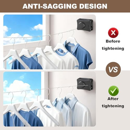 Retractable Clothesline for Indoor & Outdoor Use, Black - color: Black