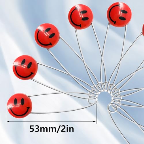 50 PCS Safety Pin 53mm/2.1in Baby Diaper Pins for Cloth Plastic Head Baby Pin for Diapers Stainless Steel Cloth Pins with Locking Closures Nappy Pins for Crafts（XL/Red） - color: Red