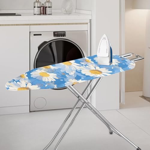 Daisy Print Ironing Board Cover and Pad Standard Ironing Board Cover with Elastic Edge and Hook and Loop Fasteners Scorch and Stain Resistant Fabric - color: Daisy Print