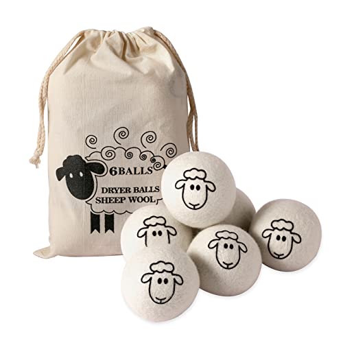 Dryer Balls Laundry Reusable - XL Wool Dryer Balls - Handmade Cute, Extra Large Dryer Balls, Shorten Drying Time, Organic Wool - Dry 1000+ Loads (6 Pack Sheep Pattern) - color: 6 Pack Sheep Pattern