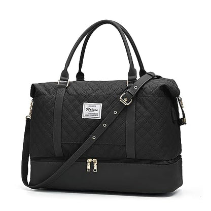 Large Travel Duffle Bag Carry on Weekend Bag with Shoes Compartment Gym Bags for Travel Women Men Waterproof Business Work Overnight Trips Sport Hospital Airplane Travel Essentials Black - color: A17-Black