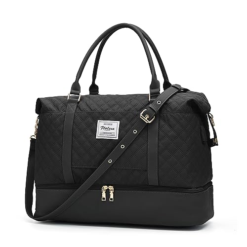 Large Travel Duffle Bag Carry on Weekend Bag with Shoes Compartment Gym Bags for Travel Women Men Waterproof Business Work Overnight Trips Sport Hospital Airplane Travel Essentials Black - color: A17-Black