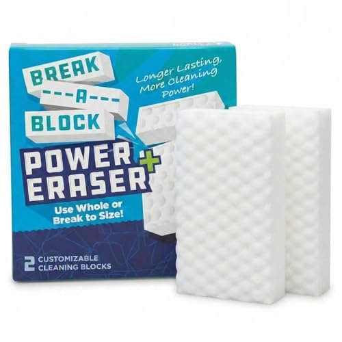 Heavy Duty Melamine Cleaning Sponge (2-Pack) – Multi-Surface Eraser Sponge, Breakable Power Blocks for Tough Stains, Grease & Scuffs, Kitchen, Bathroom, Walls & Deep Cleaning