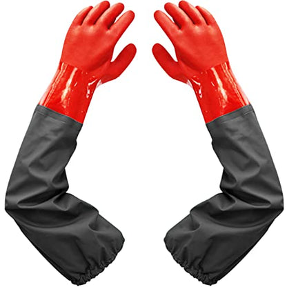 Haiou Long Rubber Gloves Fishing Gloves for Men and Women (Large-one size)