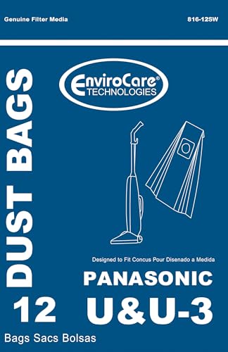 EnviroCare Replacement Vacuum Cleaner Dust Bags Designed to fit Panasonic Types U, U-3, U-6 12 bags