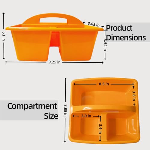 6 Pack Classroom Caddy with Handle, Plastic Storage Caddy Organizer with 3 Compartments, Desk Caddies Portable Storage Bin for Pencil, Crayon, Marker, Home, Office, Classroom Supply, Rainbow Colors - color: Rainbow colors