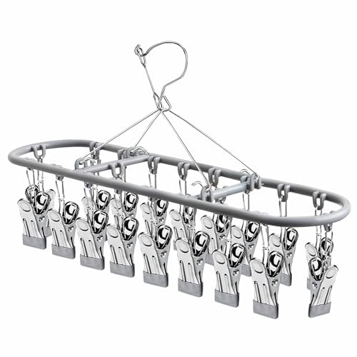 sock hanger for drying bra rack underwear panty baby legging hanging dryer - color: Dark Gray (20 Clips)
