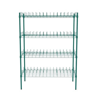 PRO&Family 24" x 48" Stationary Green Epoxy 4-Tier Commercial Drying Rack with Casters – Heavy Duty Wire Shelving for Dish Drying, Kitchen Storage & Food Service Use (3" Slots) - size: 24" x 48" Stationary
