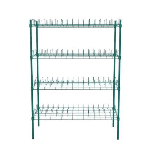 PRO&Family 24" x 48" Stationary Green Epoxy 4-Tier Commercial Drying Rack with Casters – Heavy Duty Wire Shelving for Dish Drying, Kitchen Storage & Food Service Use (3" Slots) - size: 24" x 48" Stationary