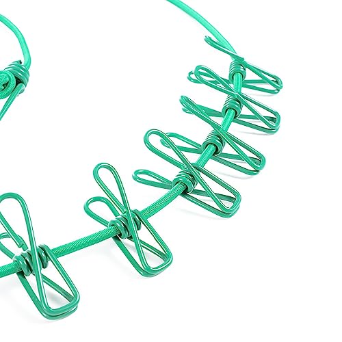 ALINNA Retractable Portable Clothesline, Travel Clothesline with 12 Clothespins for Indoor Laundry Drying, Outdoor Camping Accessories (Green) - style: Green