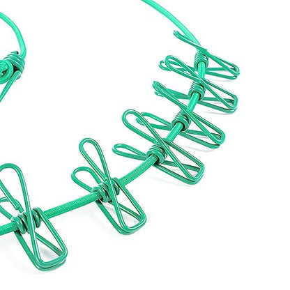ALINNA Retractable Portable Clothesline, Travel Clothesline with 12 Clothespins for Indoor Laundry Drying, Outdoor Camping Accessories (Green) - style: Green