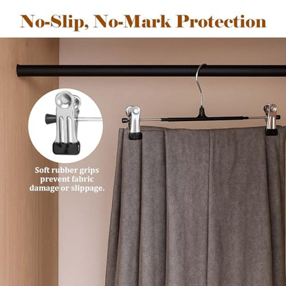 Pants Hangers with Clips,50 Pack Pants Hangers,Space Saving Jean Hanger,360° Swivel Hook Non-Slip for Skirt,Socks,Jeans - size: 50 Pack