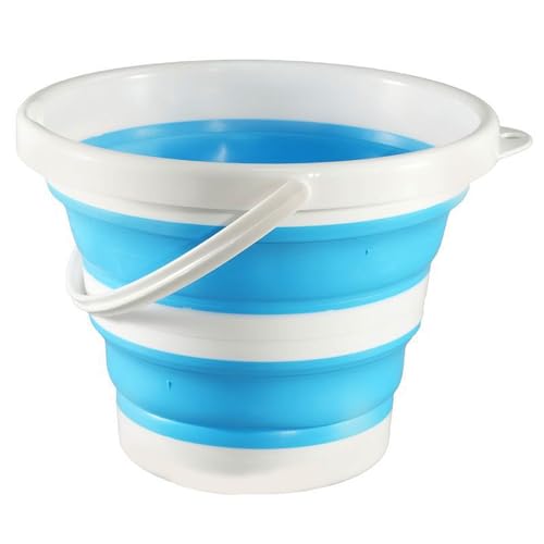Collapsible Bucket 1.3 Gallon 5L Water Bucket for Cleaning Foldable Portable Plastic Mop Bucket with Handles Indoor Household Outdoor Car Wash Camping Fishing - color: Bue, size: 5L