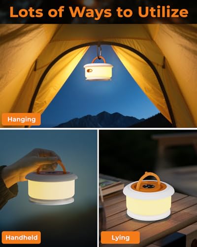 Camping String Lights, Retractable 32.8FT Rechargeable Fairy Light - color: White&Orange