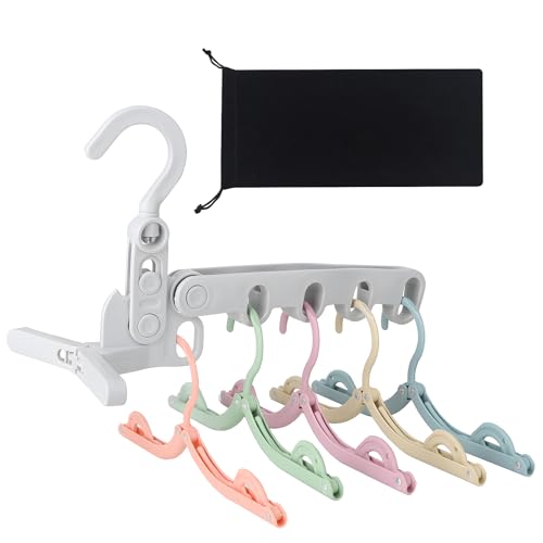 WaWacomp1PCS Portable Folding Clothes Drying Rack and 5 Pcs Foldable Hangers which is a Great Combo for Travel, Hotels, Camping, with a Large Storage Bag