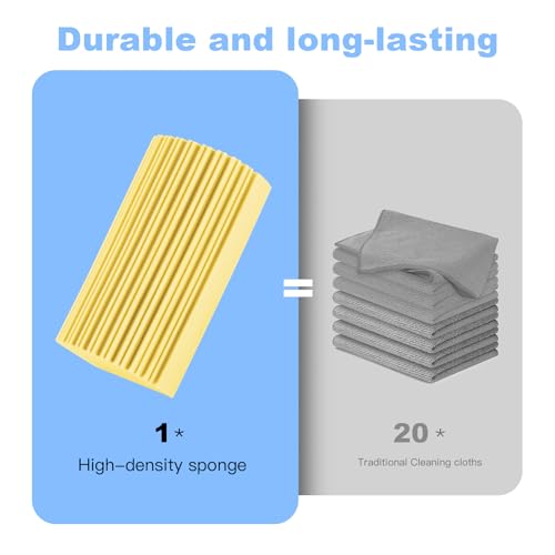 4 Pack Damp Clean Duster Sponge, Magic Sponge Eraser for Household Cleaning, Reusable Dusters Cleaning Supplies for Housekeeping, Dish, Blinds, Glass, Baseboards,Window Track Grooves and Faucets - color: Yellow, size: 4PC