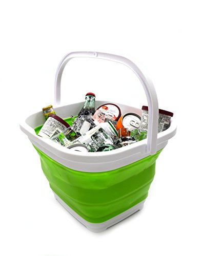 SAMMART 11L (2.9 Gallon) Collapsible Rectangular Handy Bucket (1, Green) - color: Green