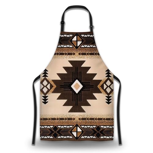 Kitchen Apron for Women American Southwest Aztec Mans Aprons for Grilling for Cooking Restaurant BBQ Painting Crafting Gardening 27” (W) x 31” (H), Waterproof Aprons - color: American Southwest Aztec