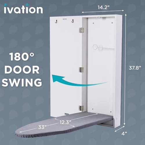 Ivation Wall Mount Ironing Board Cabinet, Fold Down, Wall Mounted, White - size: Left Side Door