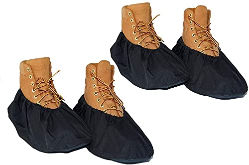 2 Pairs Non Slip waterproof Reusable shoe Covers for contrators and Carpet Floor Protection, Machine Washable. SMALL - color: Black, size: Small