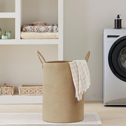 VIPOSCO 72L Tall Woven Laundry Basket Hamper, Jute - color: Jute, size: 72L