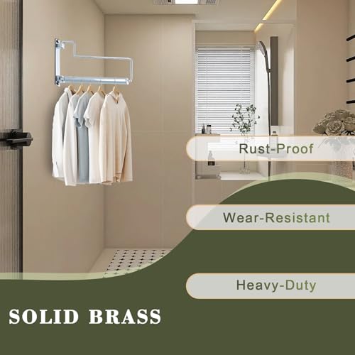 NEWRAIN Chrome Clothes Drying Rack, Wall Mounted Swing Arm Hanger for Laundry Room, Garage, Indoor & Outdoor Use - color: Chrome, size: Trapezoid