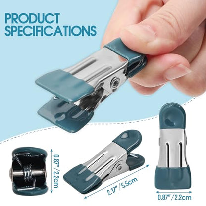 Clothes Pins Heavy Duty, 30 Pack, 2.17 Inch Metal Chip Clips, Dark Green - color: Dark Green