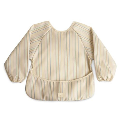 mushie Long Sleeve Baby Bib | Water Resistant Adjustable Fit - color: Retro Stripes