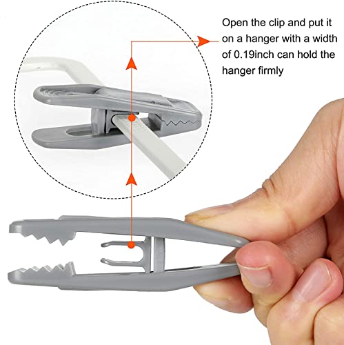 Tinfol 20pc Grey Hanger Clips, Multi-Purpose Finger Clip, Plastic Clothes PIn, Strong Pinch Grip Clips for Slim-line Clothes Skirt Pant Hangers - color: Gray, size: 20PCS
