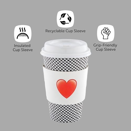 Restaurantware Coffee Cup Sleeves 50 Pack Fits 12, 16, 20 oz Coffee Cups Disposable Hot Drink Sleeves Secure Grip Heat-Resistant Jacket for Tea, and Beverages White - color: White, size: Heart