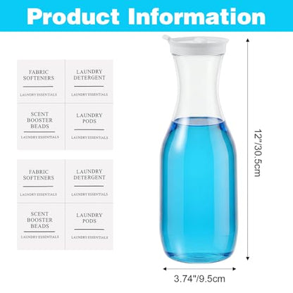 4 Pack Laundry Detergent Dispenser, 54 Oz Laundry Soap Dispenser, Clear Plastic Liquid Laundrys Detergent Container, Fabric Softener and Laundries Powder Dispensers for Laundries Room