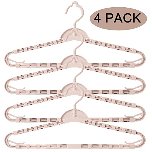Foshine 4 Pack Extra Large Hangers Enlarge Adjustable Shoulder 16.5"-26" - color: Light Pink