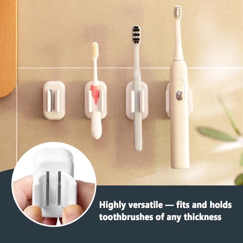 No Drill Mop Broom Holder Clip, Multi-Purpose Adhesive Wall Mount for Bathroom & Garage, Holds Toothbrushes & Cleaning Tools, 1 Pack