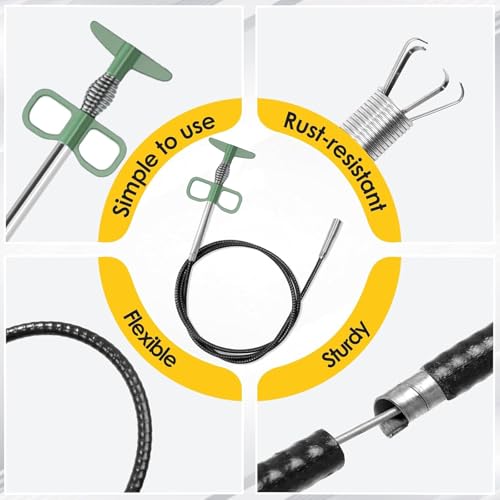 Upgraded 35-Inch Drain Snake Hair Drain Clog Remover, Flexible Grabber Tool with Bonus 60-Inch Drain Brush