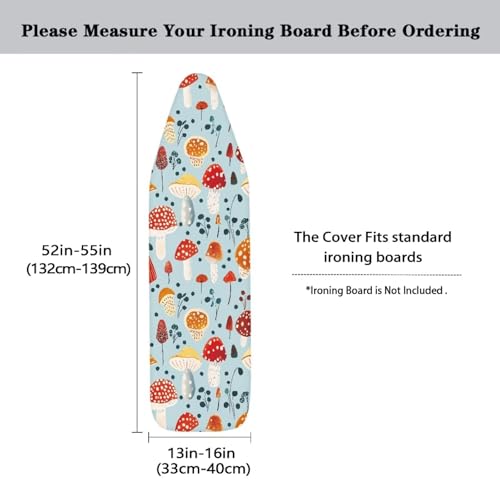 Cute Mushroom Ironing Board Cover Dust Covers Standard Ironing Board Full Size with Elastic Edge and Hook and Loop Fasteners Stain Resistant Cover for Ironing Board - color: Cute Mushroom