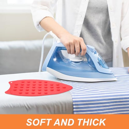 PATIKIL Silicone Iron Rest Pad, Multipurpose Hot Heat Resistant Iron Rest Plate Protective Pad for Ironing Board Hot Resistant Steamer Steam Compact Mat, Red - color: Red