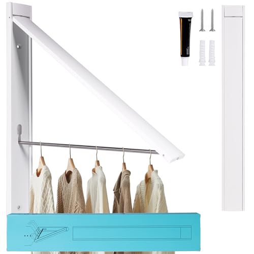Ithywat Retractable Clothes Drying Rack,Space Saver Wall Mounted Folding Hanger for Laundry Room,Closet Storage Organization,Easy Installation Aluminum Dryer White