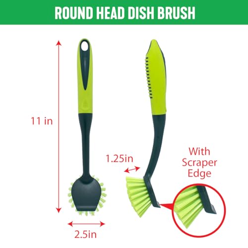 Pine-Sol Scrub Brush Set - Long Handle Cleaning Brushes with Heavy Duty Bristles and Comfort Grip - Scrubbers for Kitchen, Household, and Dishwashing, 2 Piece Set (Pack of 12) - size: 2 Piece Set (Pack of 12)
