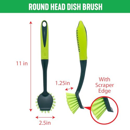 Pine-Sol Scrub Brush Set - Long Handle Cleaning Brushes with Heavy Duty Bristles and Comfort Grip - Scrubbers for Kitchen, Household, and Dishwashing, 2 Piece Set (Pack of 12) - size: 2 Piece Set (Pack of 12)