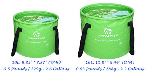 Freegrace Collapsible Water Bucket 10L Portable Camping Sink and Wash Basin - color: Green, size: 10L