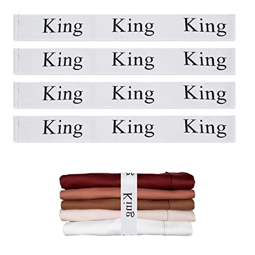 4PCS Bed Sheet Organizer Bands, Storage Labels and Sheet Keepers for Linen Closet - Elastic Bedding Straps for Foldable Bedsheet, Pillow Case, Duvet (King) - color: King
