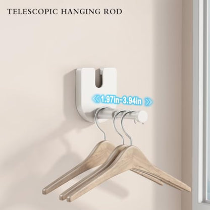 CICUFY Retractable Clothesline Indoor, Non-Sagging Clothes Line Outdoors,13.8 Ft Heavy Duty Clothesline with Telescopic Hanging Rod, Wall Mounted Space-Saving Laundry Line (White) - color: White