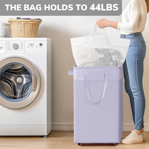 Goodpcik 75L Rolling Laundry Hamper with Wheels, Laundry Hamper for Dorm - color: Light Purple 1-Pack