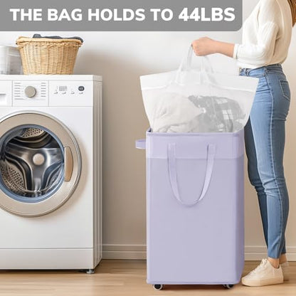 Goodpcik 75L Rolling Laundry Hamper with Wheels, Laundry Hamper for Dorm - color: Light Purple 1-Pack
