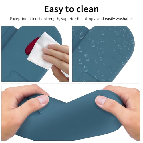 Travel Silicone Makeup Brush Holder with Cleaning Pad and Magnetic Closure - color: Dark Blue