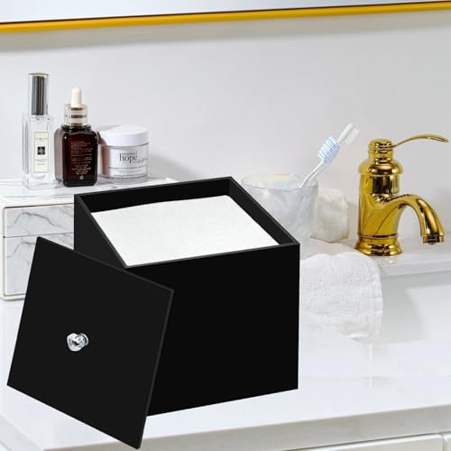 Disposable Face Towel Holder Facial Towelettes Container Box Acrylic, Black - color: Black